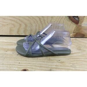 Tkees Sandals Womens 8 Green Vegan Leather Sloane Slip Ons New